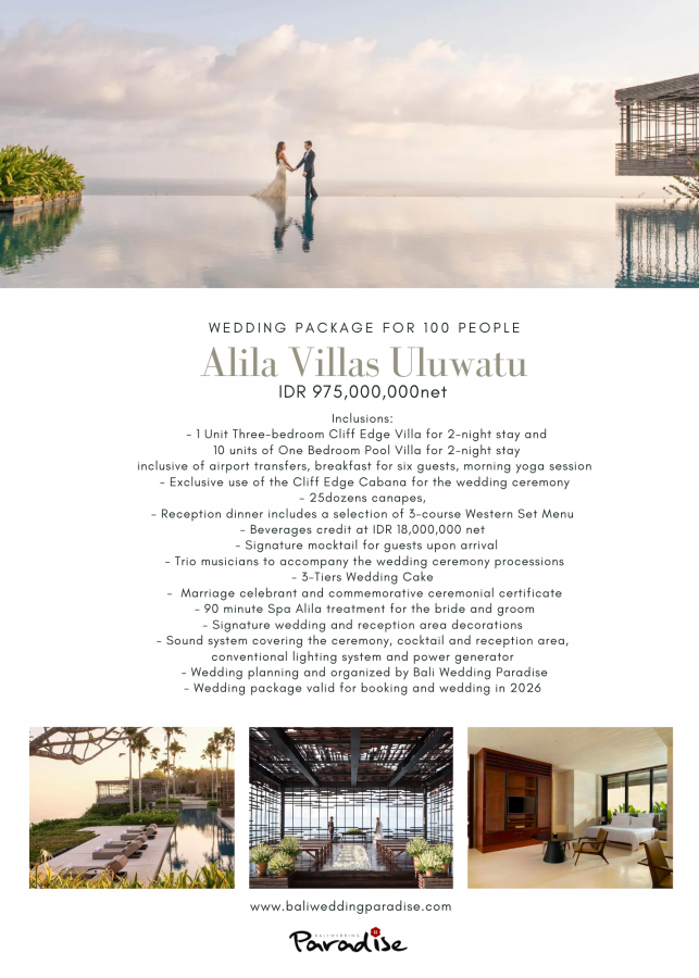 Alila Uluwatu - 100 Pax - IDR 975.000K