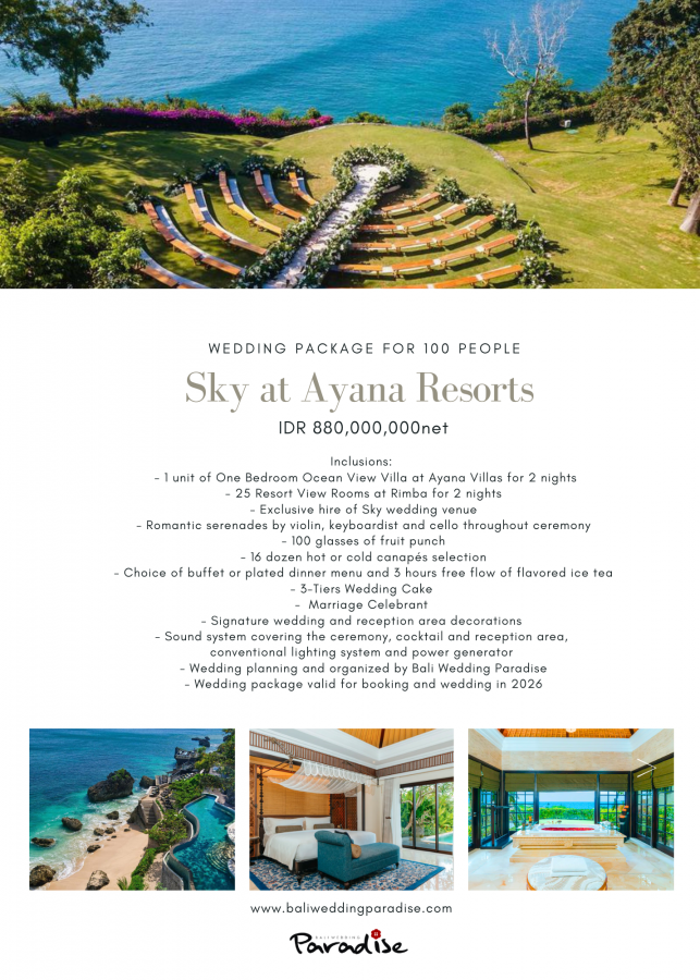 Ayana Resorts 100 Pax IDR880.000K
