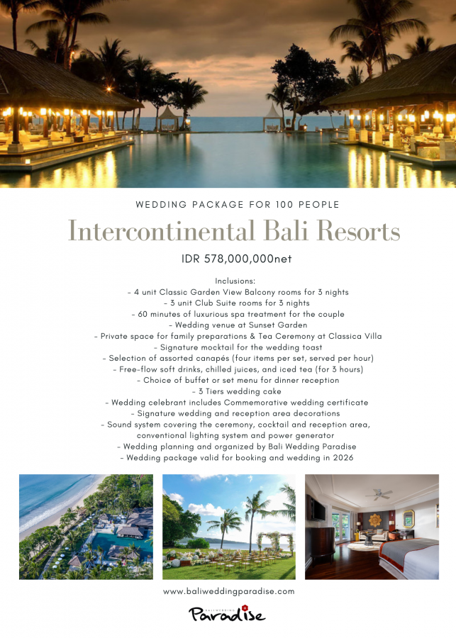 Intercontinental Bali Resorts, 100Pax IDR578.000K