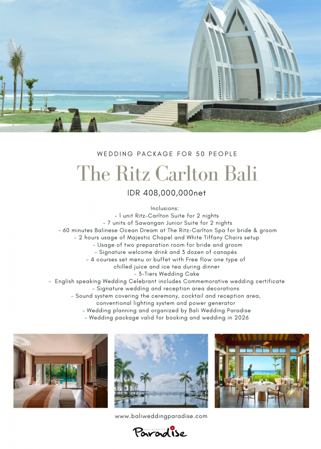Ritz Carlton, 50Pax - IDR408.000K