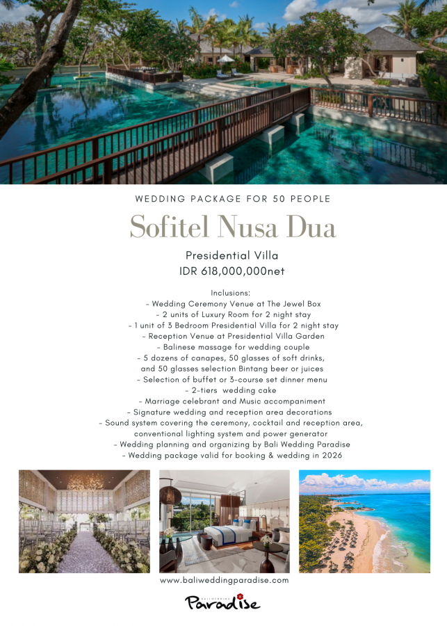 Sofitel Nusa Dua, 50 Pax at Presidential Villa IDR618.000K