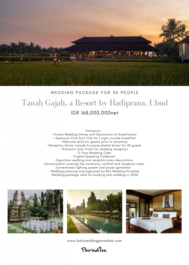 Tanah Gajah, 30Pax IDR168.000K